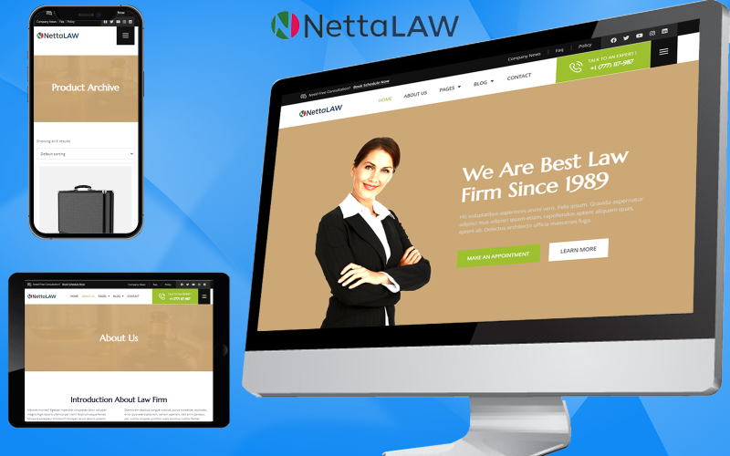 NettaLaw: la plantilla HTML5 responsiva Bootstrap para abogados de automóviles