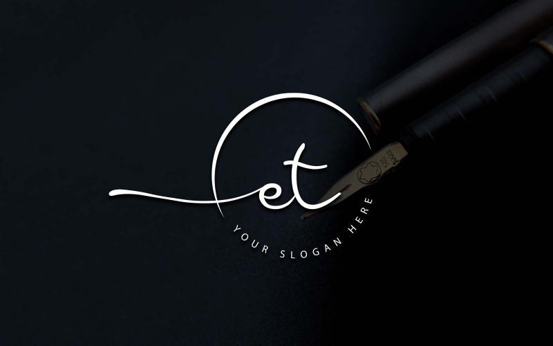书法工作室风格 ET 字母标志设计