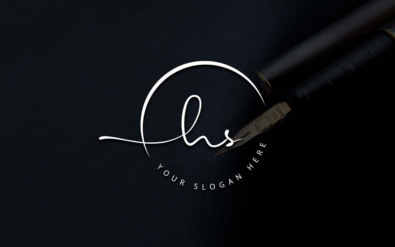 Création de logo de lettre HS de style studio de calligraphie
