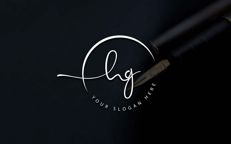 Design de logotipo de letra HG estilo estúdio de caligrafia