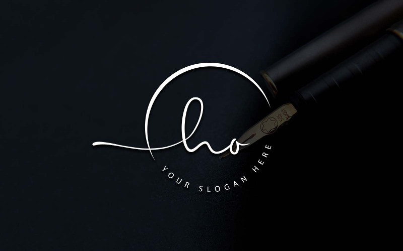 Diseño de logotipo de letra HO estilo estudio de caligrafía