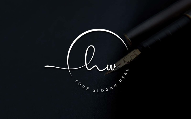 Kaligrafi Stüdyosu Tarzı HW Mektup Logo Tasarımı