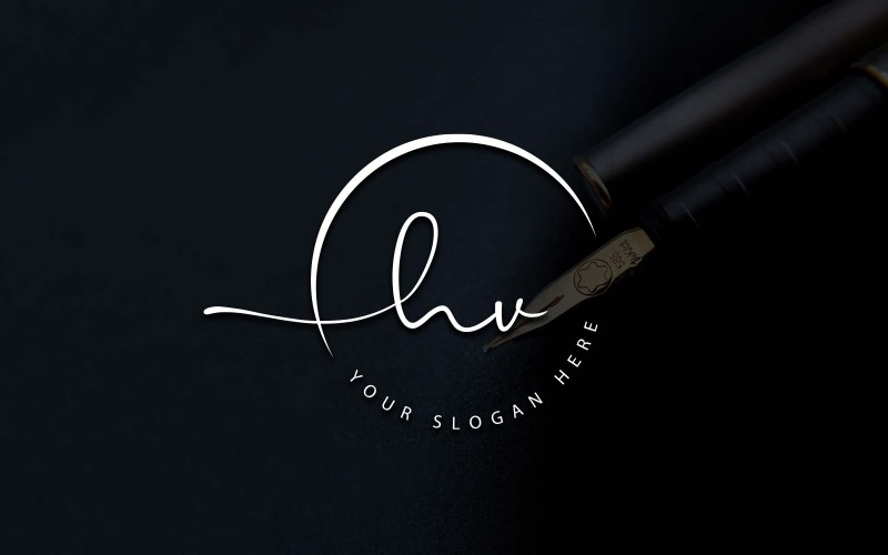 Kalligrafi Studio stil HV bokstavslogotypdesign