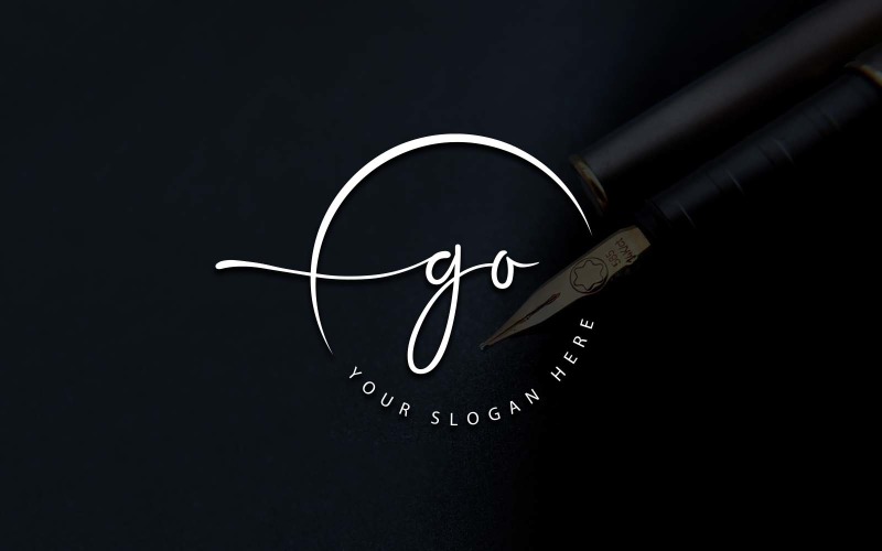 Kalligrafie Studio stijl GO brief Logo ontwerp