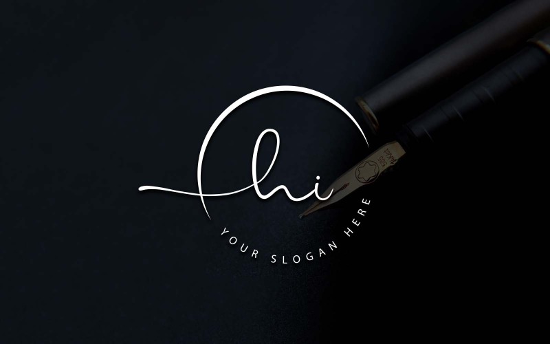 Kalligrafie Studio stijl HI brief Logo ontwerp