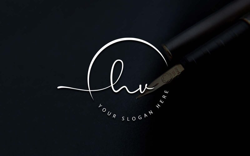Kalligrafie Studio stijl HV brief Logo ontwerp