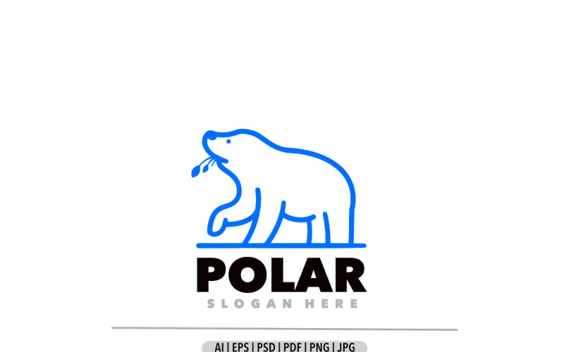 Logo d'art de ligne bleue d'ours polaire