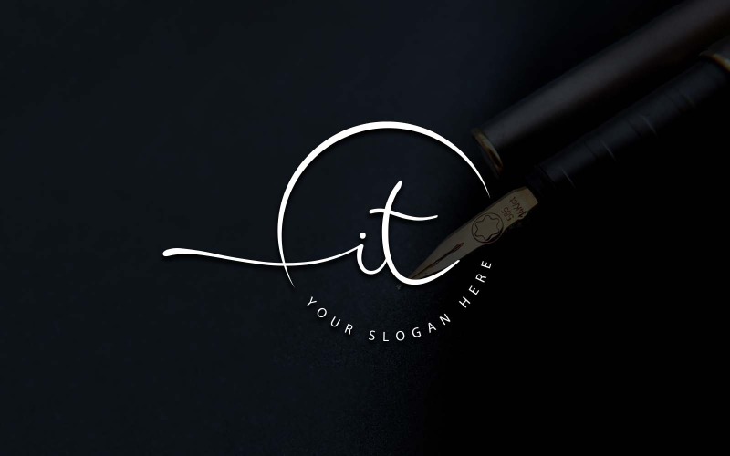 Design de logotipo de carta de TI estilo estúdio de caligrafia