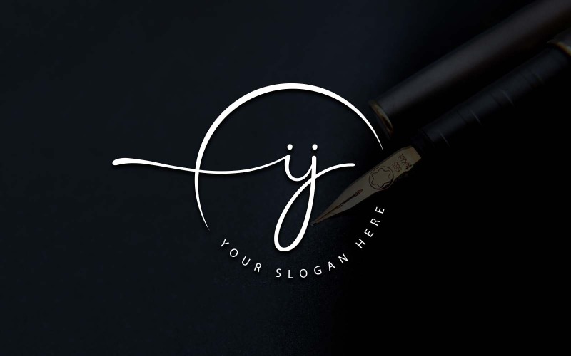 IJ-Letter-Logo-Design im Kalligraphie-Studio-Stil