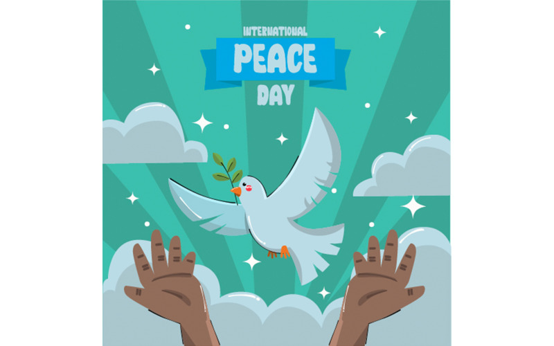 Internationella fredsdagen med en vacker duvaillustration
