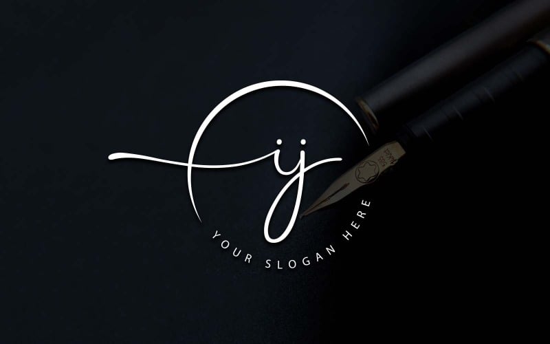 Kalligrafie Studio stijl IJ brief Logo ontwerp