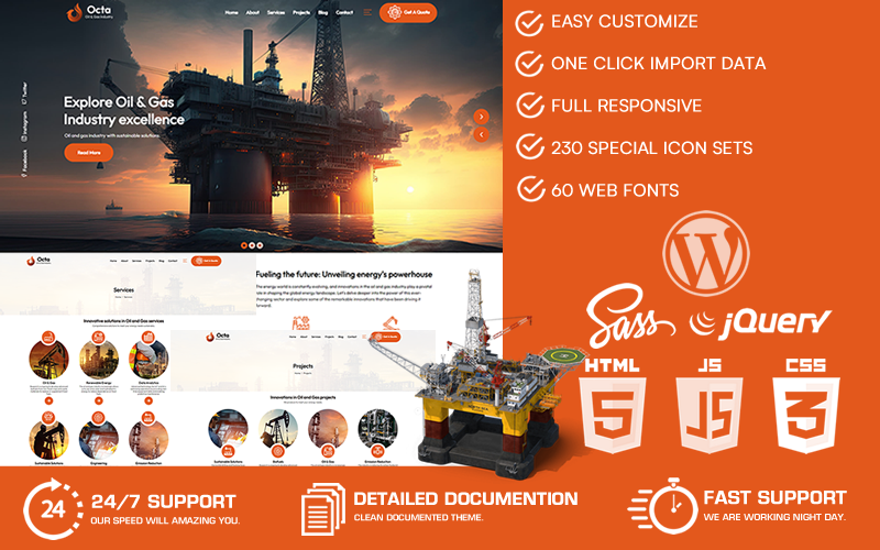 Octa - Petrol ve Gaz Endüstrisi WordPress Teması