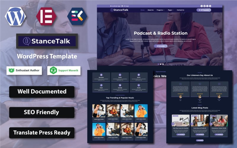 Stance Talk - Modelo WordPress de podcast e estação de rádio