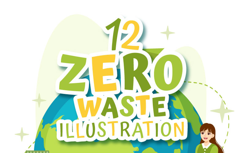 12 Zero Waste vektoros illusztráció