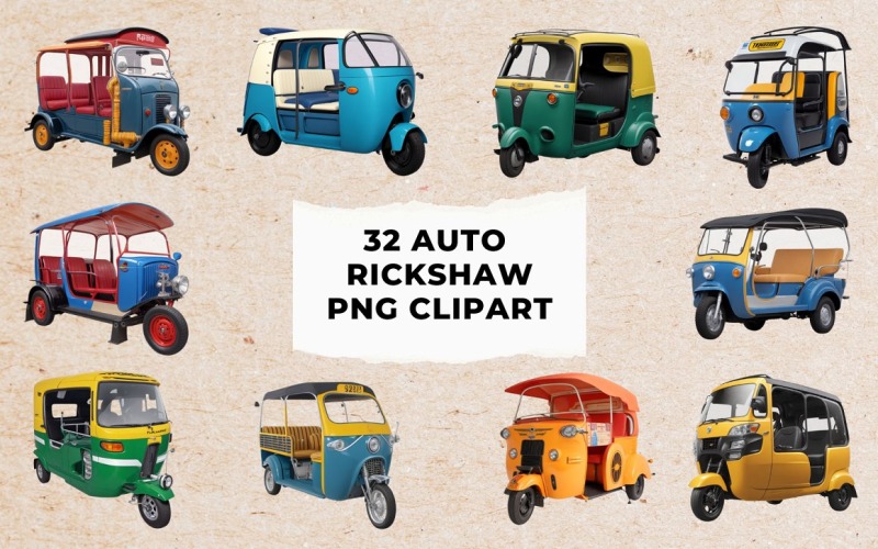 32 Clipart premium PNG di risciò automatico