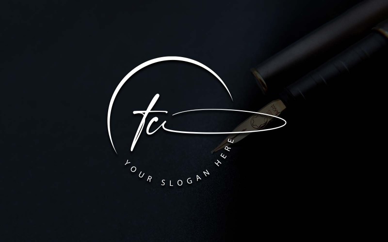 Calligraphy Studio Style TC Letter Logo Design