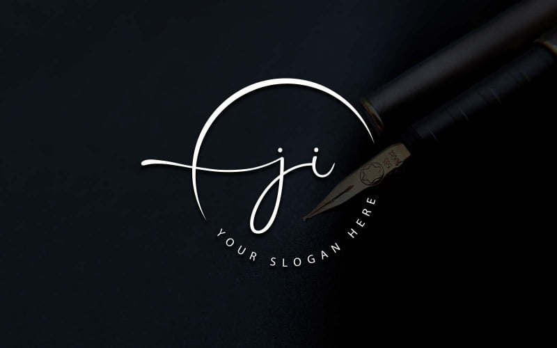 Création de logo de lettre JI de style studio de calligraphie
