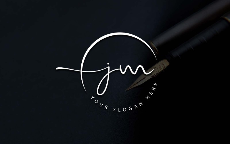 Création de logo de lettre JM de style studio de calligraphie
