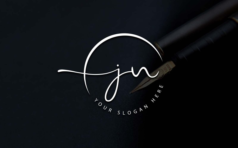 Création de logo de lettre JN de style studio de calligraphie