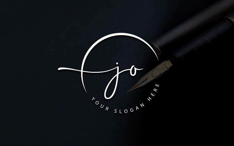 Design de logotipo de letra JO estilo estúdio de caligrafia