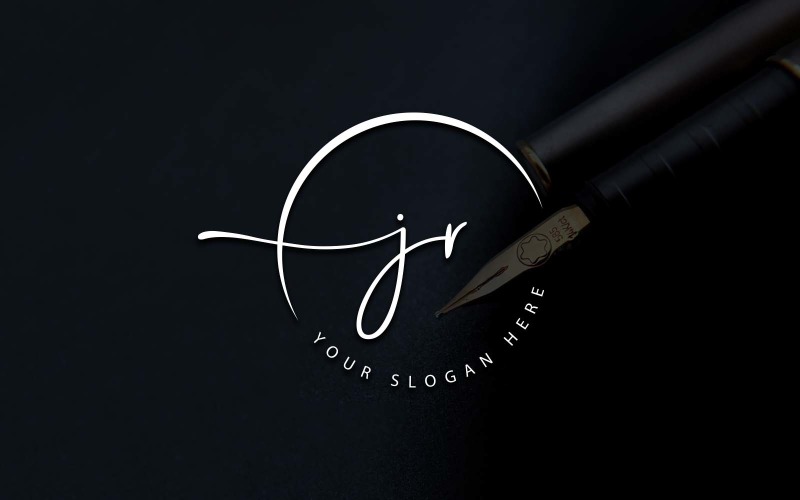 Design de logotipo de letra JR estilo estúdio de caligrafia