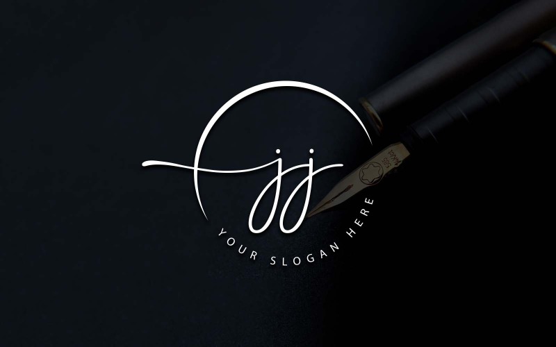 Design del logo della lettera JJ in stile studio di calligrafia