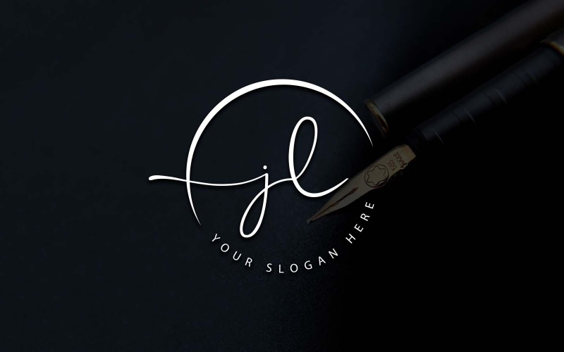 Design del logo della lettera JL in stile studio di calligrafia