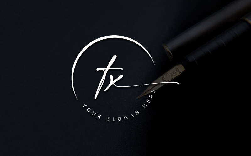 Design del logo della lettera TX in stile studio di calligrafia