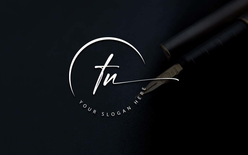 Diseño de logotipo de letra TN estilo estudio de caligrafía