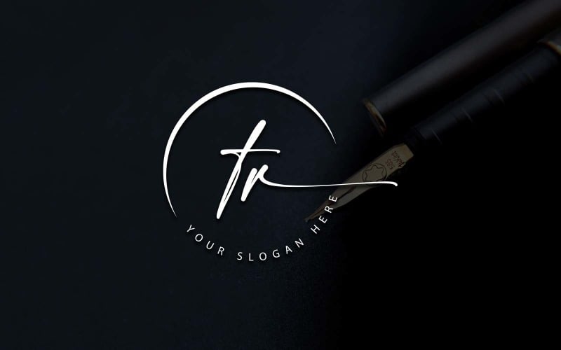 Diseño de logotipo de letra TR estilo estudio de caligrafía