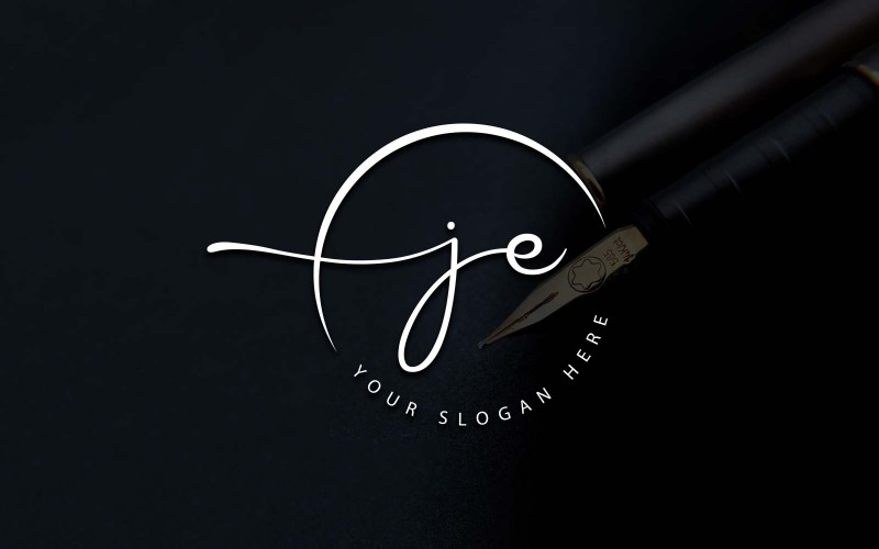 Kalligrafi Studio Style JE Letter Logo Design