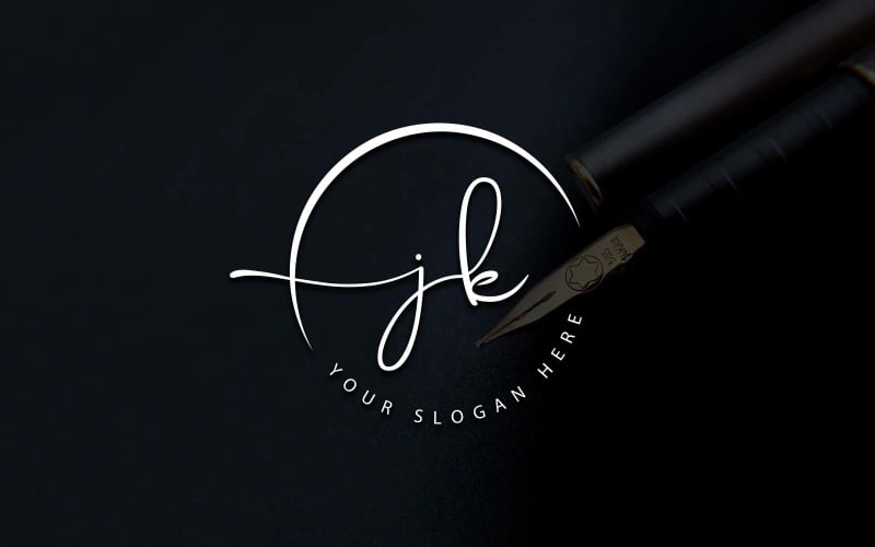 Kalligrafi Studio Style JK Letter Logotypdesign
