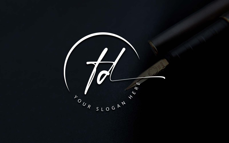 Kalligrafie Studio stijl TD brief Logo ontwerp