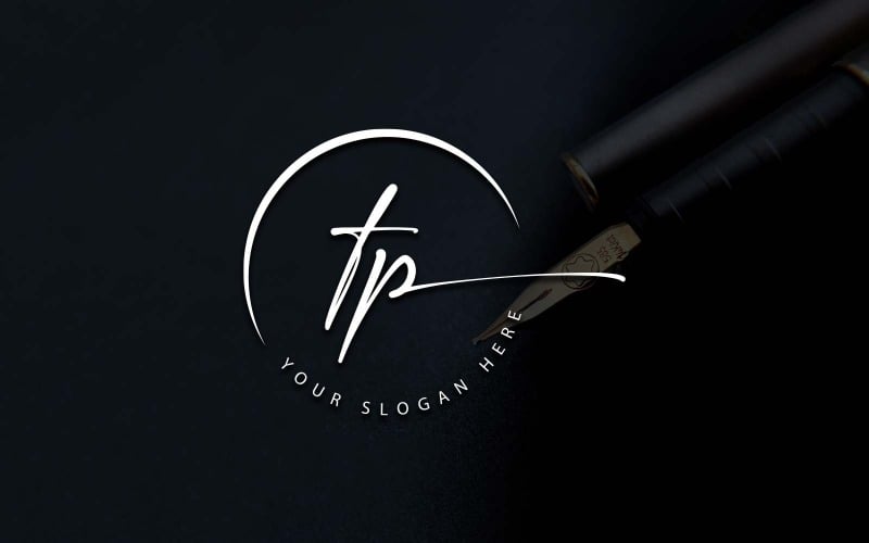 Kalligrafie Studio stijl TP brief Logo ontwerp