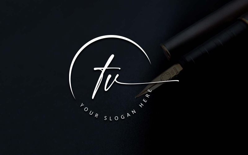 Kalligrafie Studio stijl TV brief Logo ontwerp