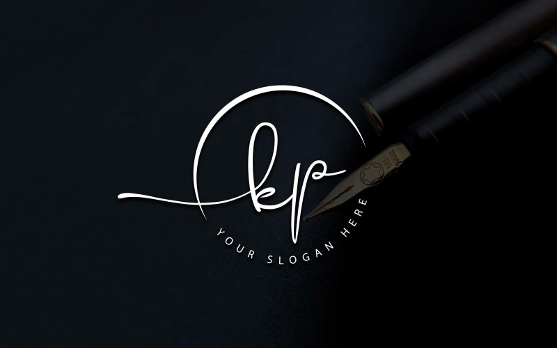 Calligraphy Studio Style KP Letter Logo Design