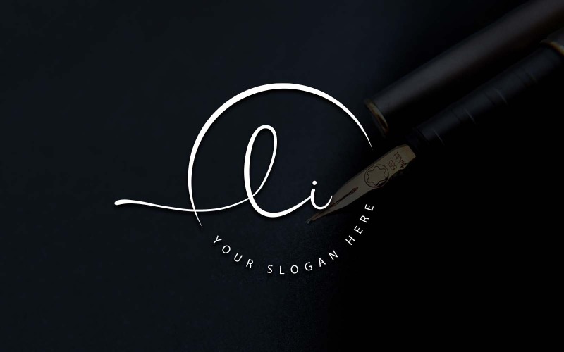 Création de logo de lettre LI de style studio de calligraphie