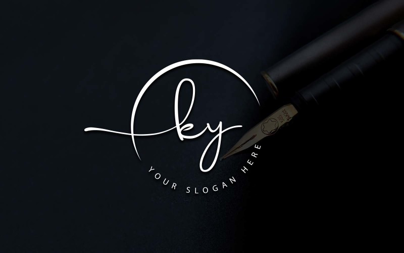 Дизайн логотипа студии каллиграфии в стиле KY Letter