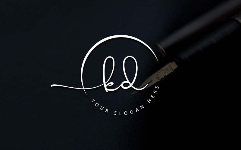 Kalligrafi Studio stil KD bokstavslogotypdesign