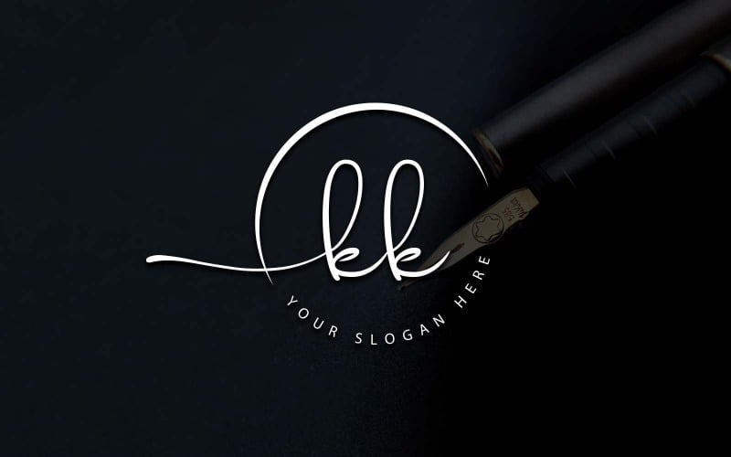 Kalligrafi Studio stil KK bokstavslogotypdesign