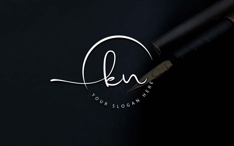 Kalligrafi Studio Style KN Letter Logo Design