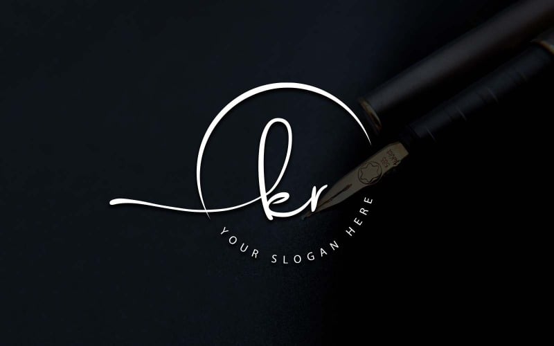 Kalligrafi Studio Style KR Letter Logo Design