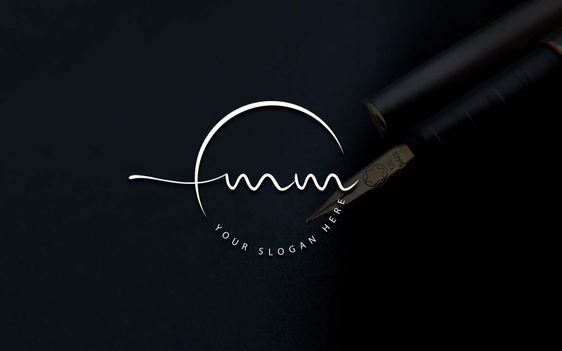 Calligrafia Studio Style MM Letter Logo Design