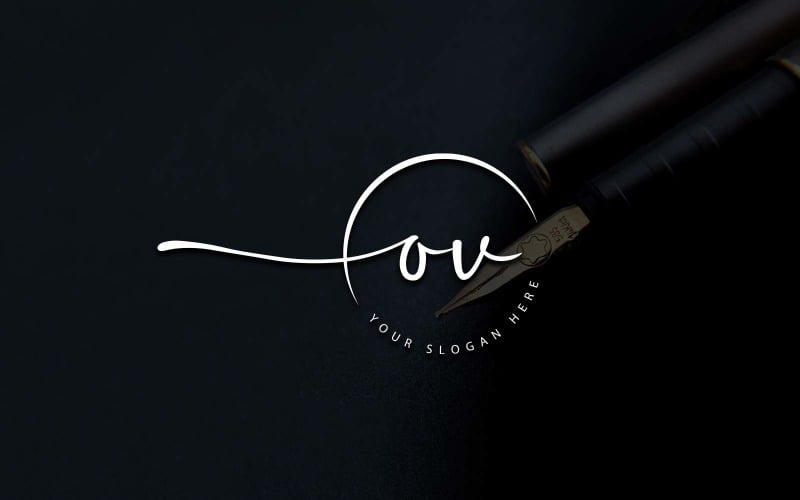 Calligraphy Studio Style OV Letter Logo Design