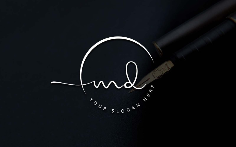 Création de logo de lettre MD de style studio de calligraphie