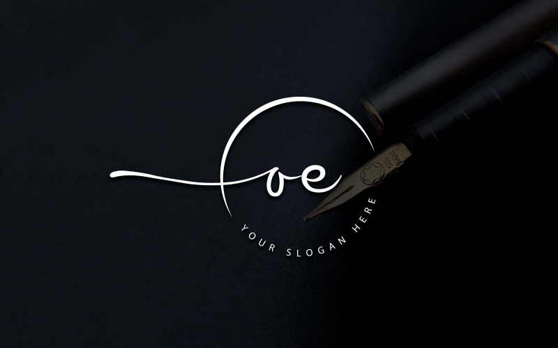 Création de logo de lettre OE de style studio de calligraphie - MARQUE