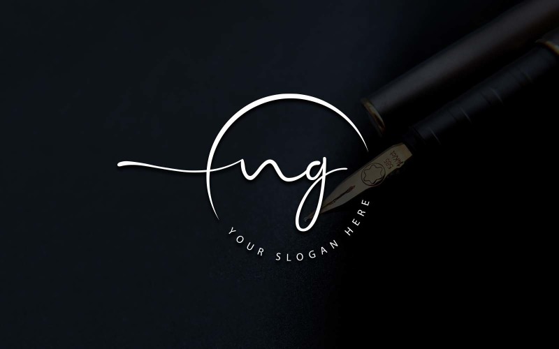 Design de logotipo de letra NG estilo estúdio de caligrafia