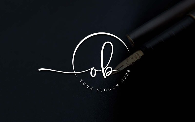Design de logotipo de letra OB estilo estúdio de caligrafia