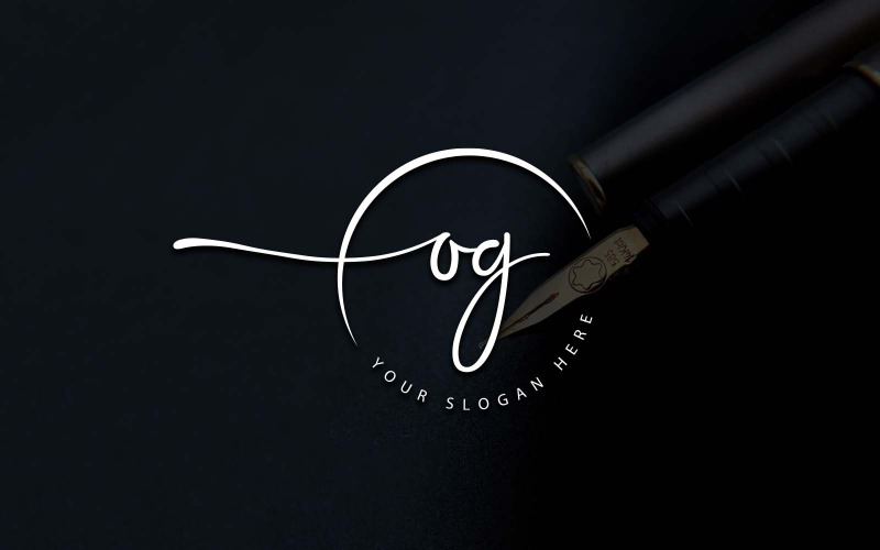 Design de logotipo de letra OG estilo estúdio de caligrafia