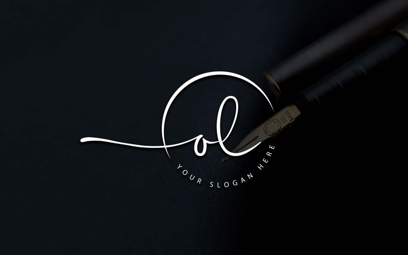 Design del logo della lettera OL in stile studio di calligrafia